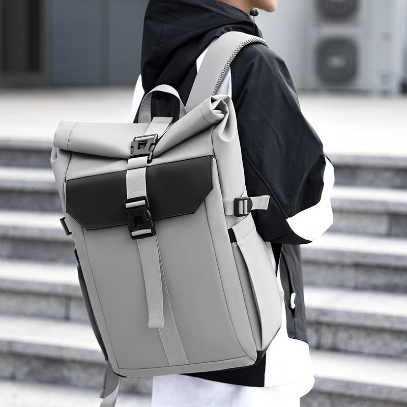 Robust rolltop backpack with ergonomic carrying system and versatile storage space LoungeYard — product view 3