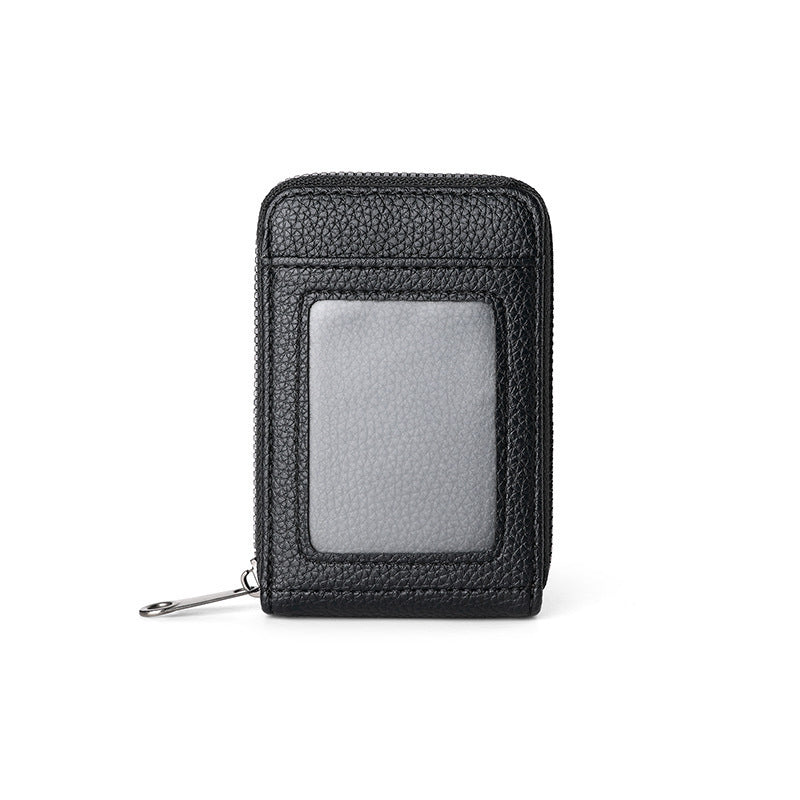 RFID-Blocking Textured Leather Zip Card Holder LoungeYard — product view 2