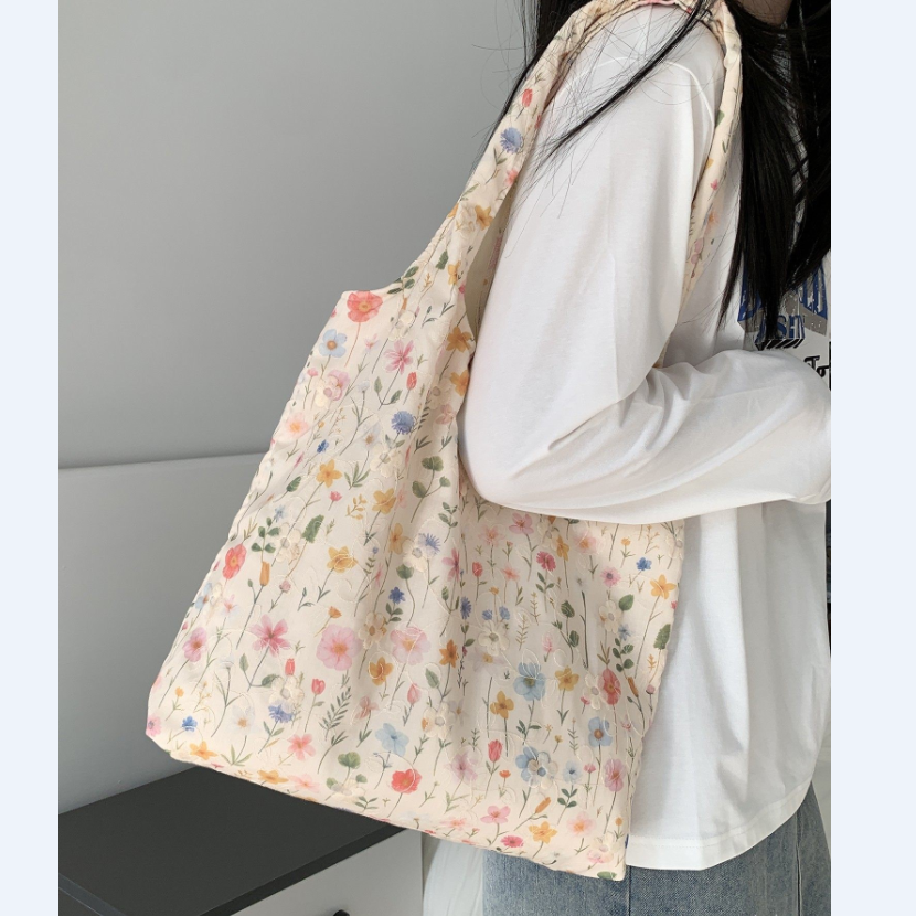 Eco-Friendly Tote Bag With Floral Design LoungeYard — product view 1