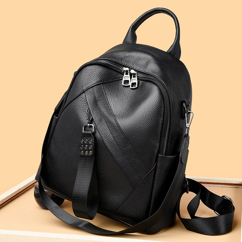 Vintage-Inspired Textured Leather Backpack LoungeYard — product view 3