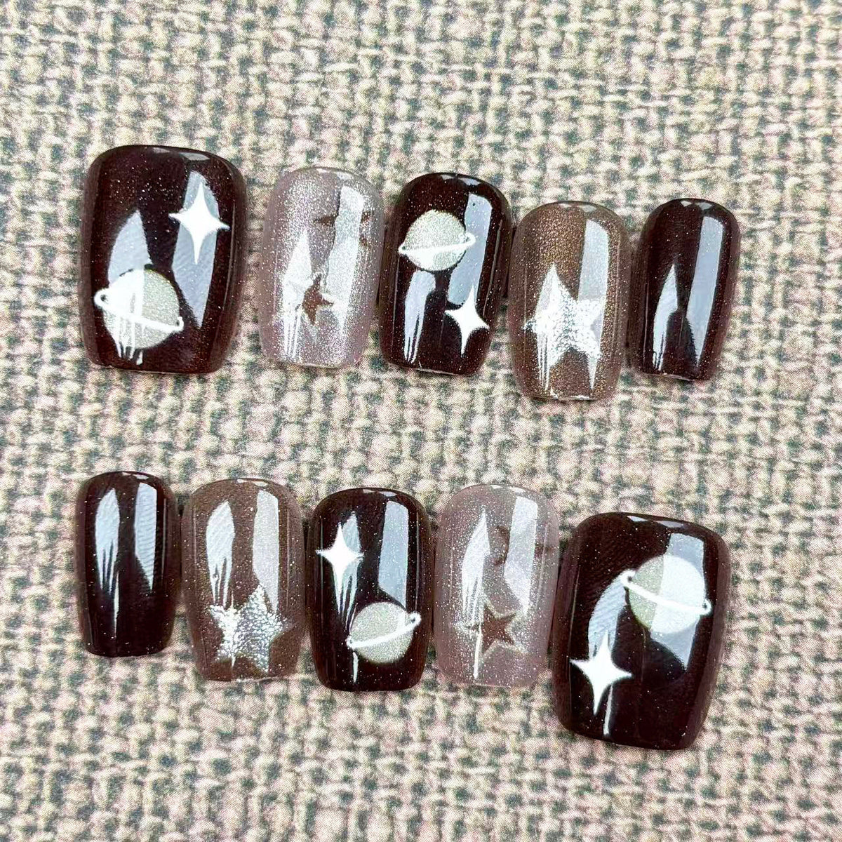 Artistic Space-Themed Press-On Nails — product view 4