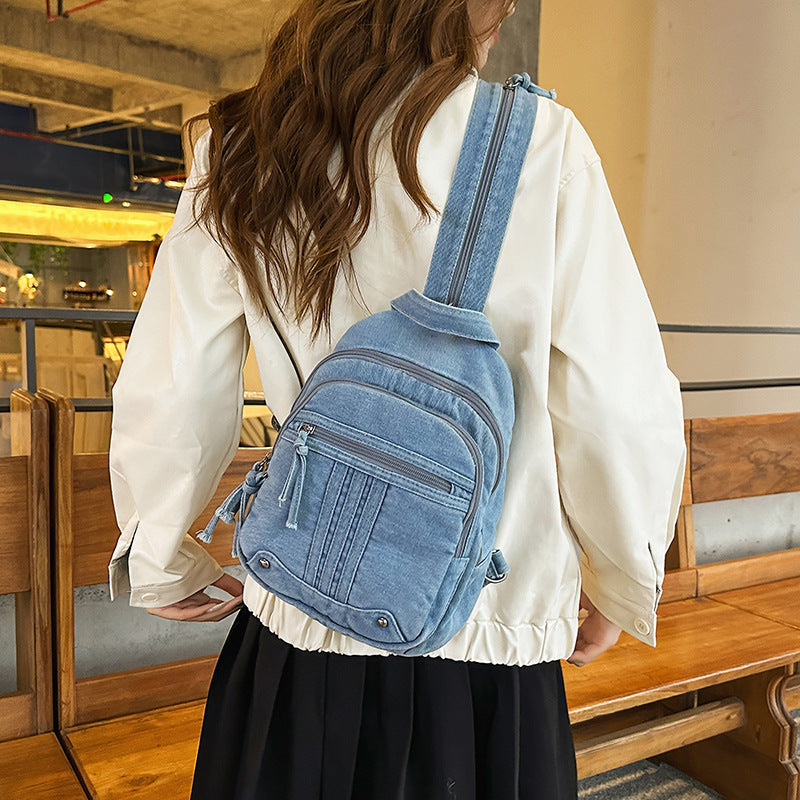 Multifunctional Denim Backpack LoungeYard — product view 3