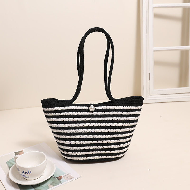 Trendy Basket Bag with Stylish Striped Pattern LoungeYard — product view 6