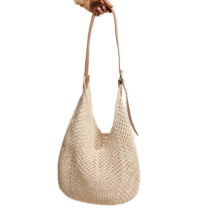Casual mesh tote bag with adjustable leather strap LoungeYard — product view 5