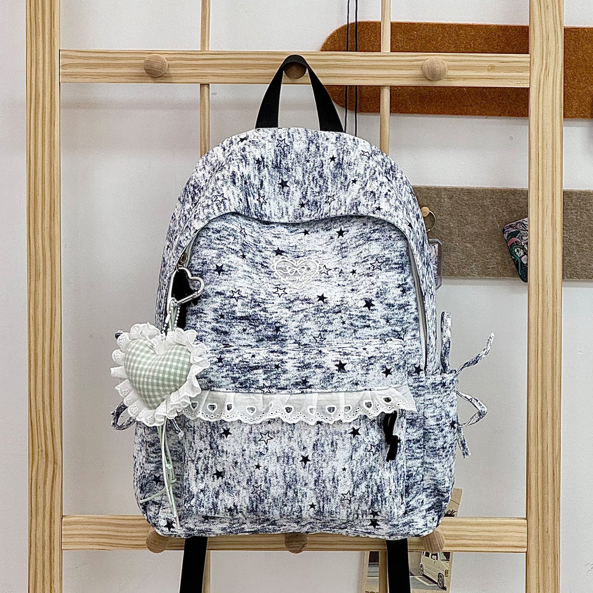 Cute Decorative Star-Embellished Backpack LoungeYard — product view 6