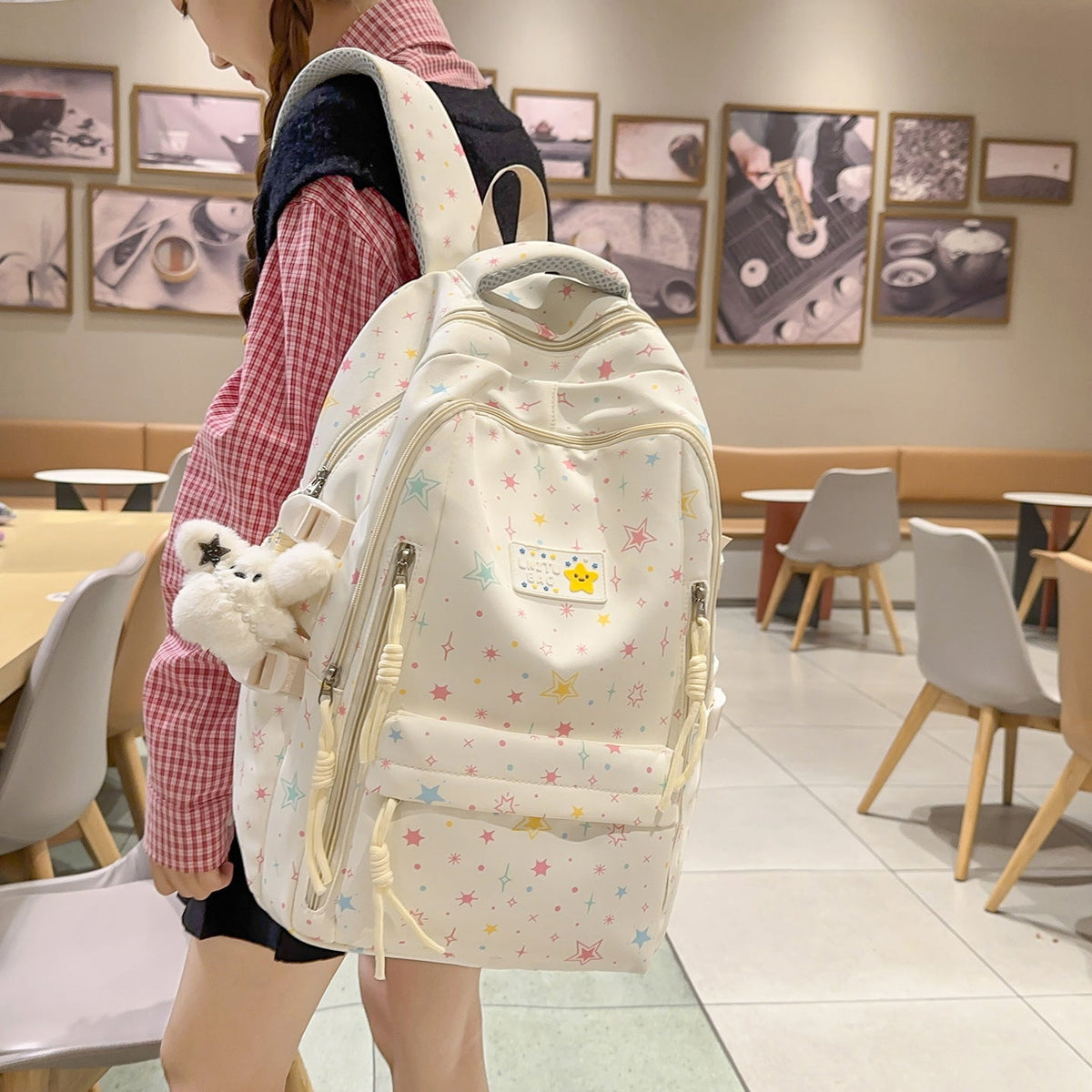 Fun Star-Printed Casual Backpack LoungeYard — product view 2