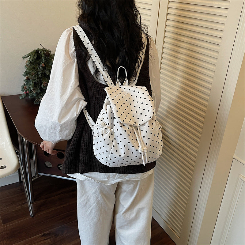 Casual Drawstring Polka Dot Backpack LoungeYard — product view 1