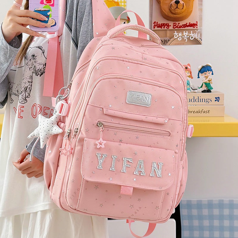 Fun Star-Embellished School Backpack LoungeYard — product view 3