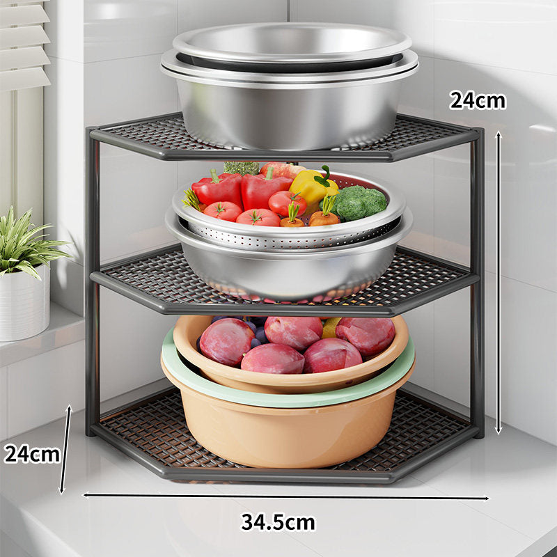 Corner Three-Tier Metal Mesh Kitchen Countertop Organizer — product view 7