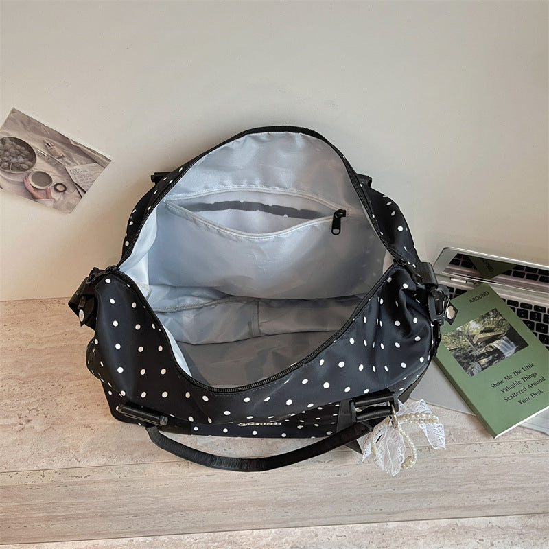 Chic Polka Dot Weekend Duffel Bag LoungeYard — product view 4