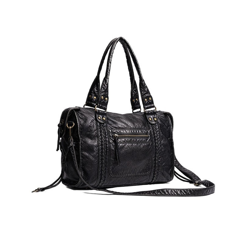 Distressed Leather Satchel Bag LoungeYard — product view 5
