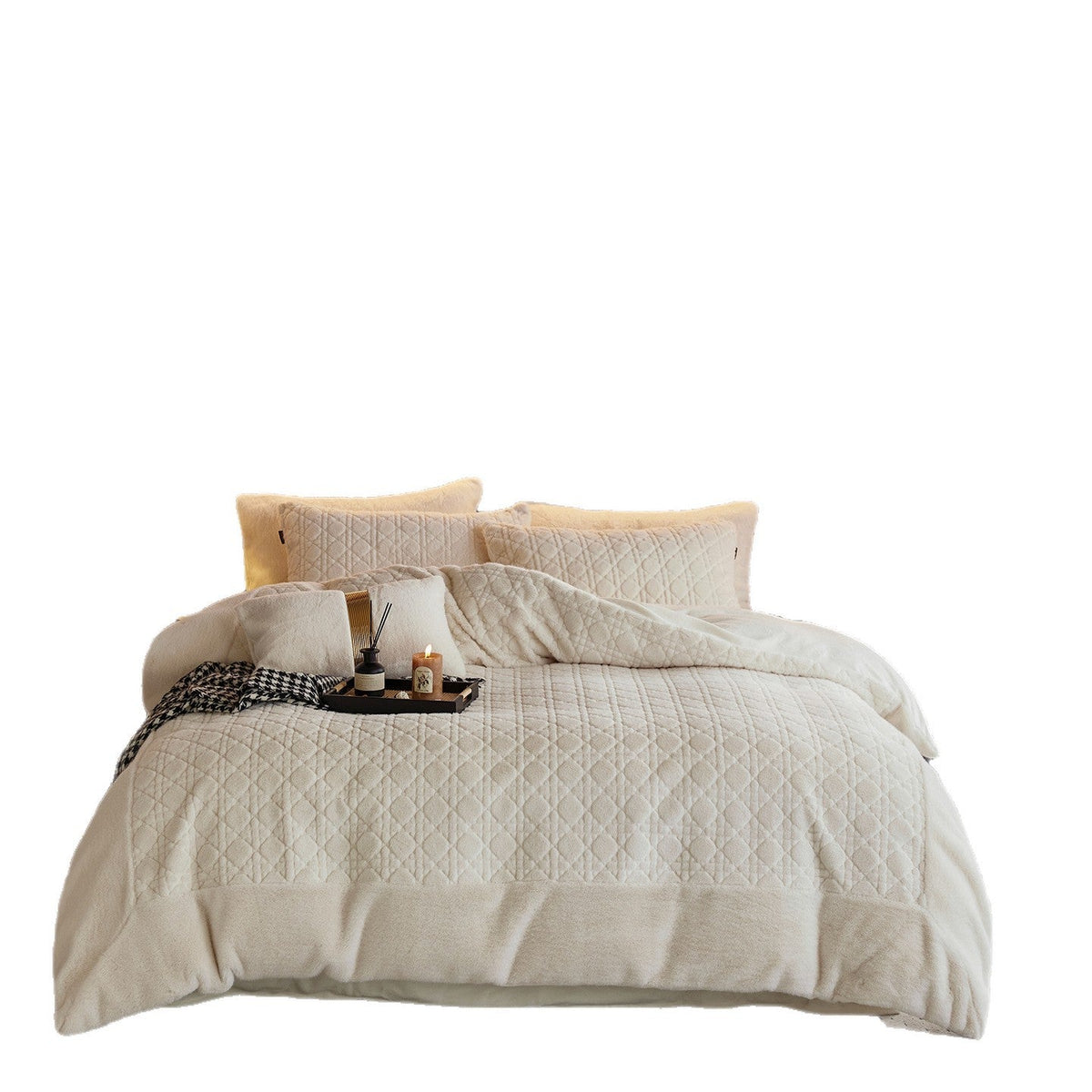 Quilted bedding set made of soft microfiber with diamond stitching — product view 5