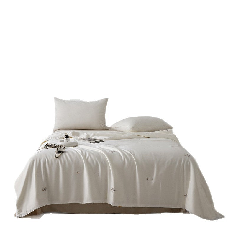 Silk bed cover made of microfiber with subtle embroidery and ultra-light fall — product view 5