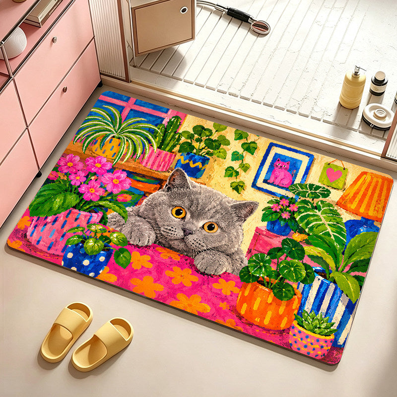 Artistic Cat-Themed Bath Mat — product view 6