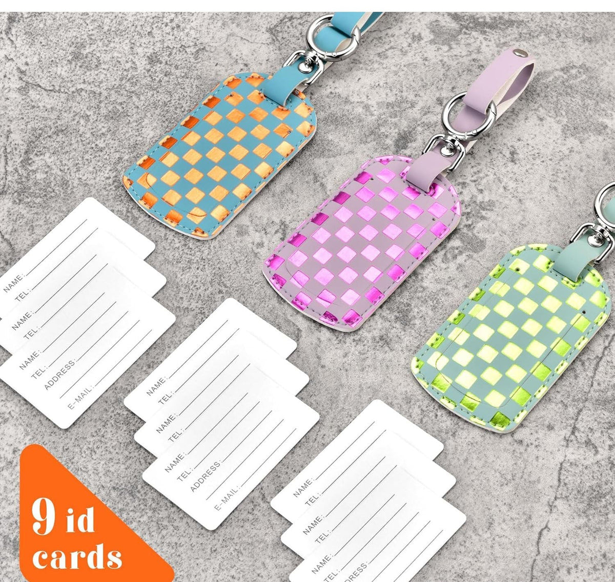 holographic woven luggage and passport ID tag with detachable keyring strap LoungeYard — product view 3