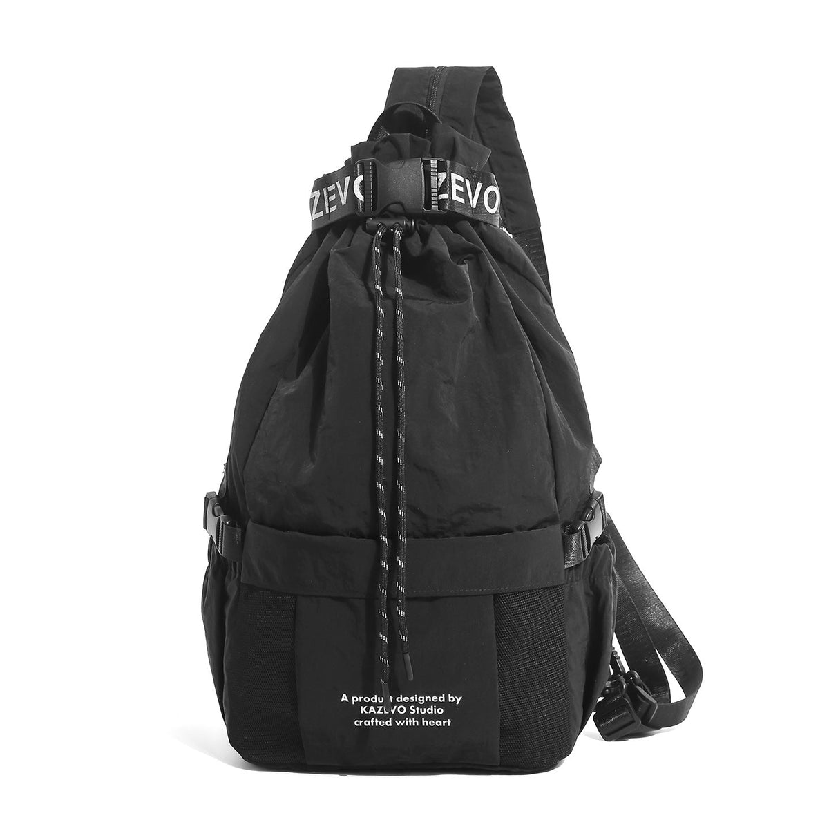 Casual Drawstring Backpack with Mesh Pockets LoungeYard — product view 5