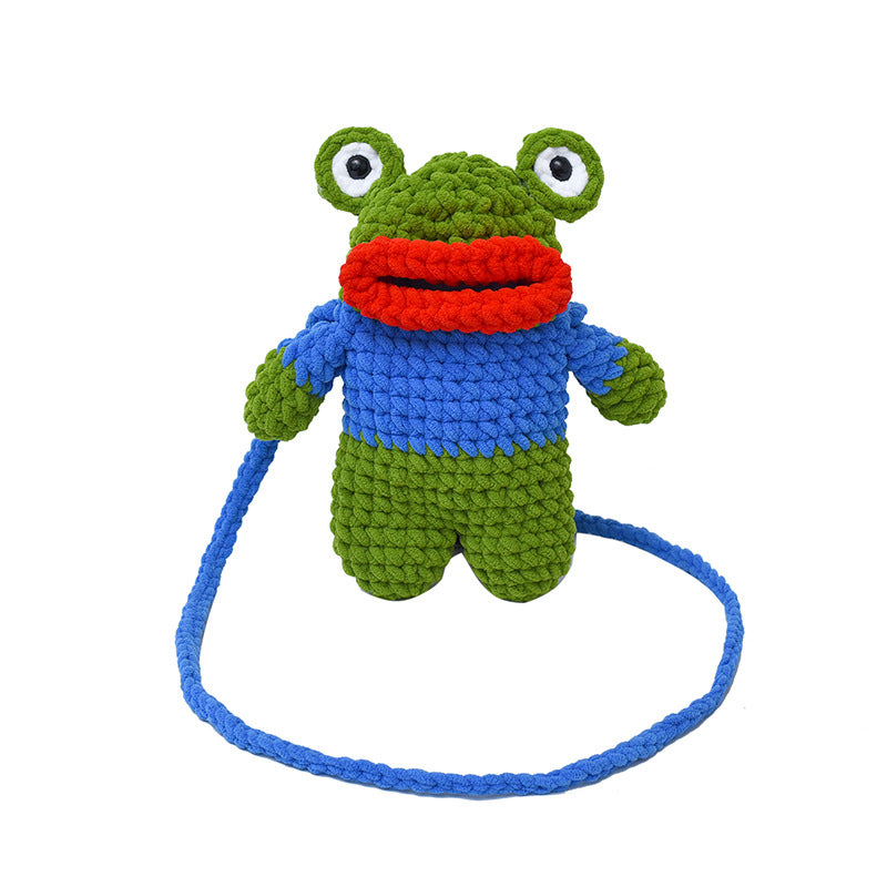 Cute Frog-Shaped Crochet Mini Backpack — product view 5