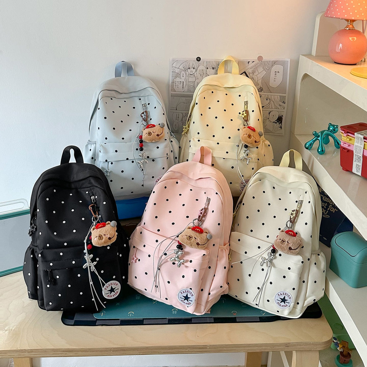Playful Polka Dot Casual Backpack LoungeYard — product view 4