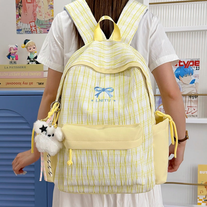 Checked Patterned Casual Backpack LoungeYard — product view 3