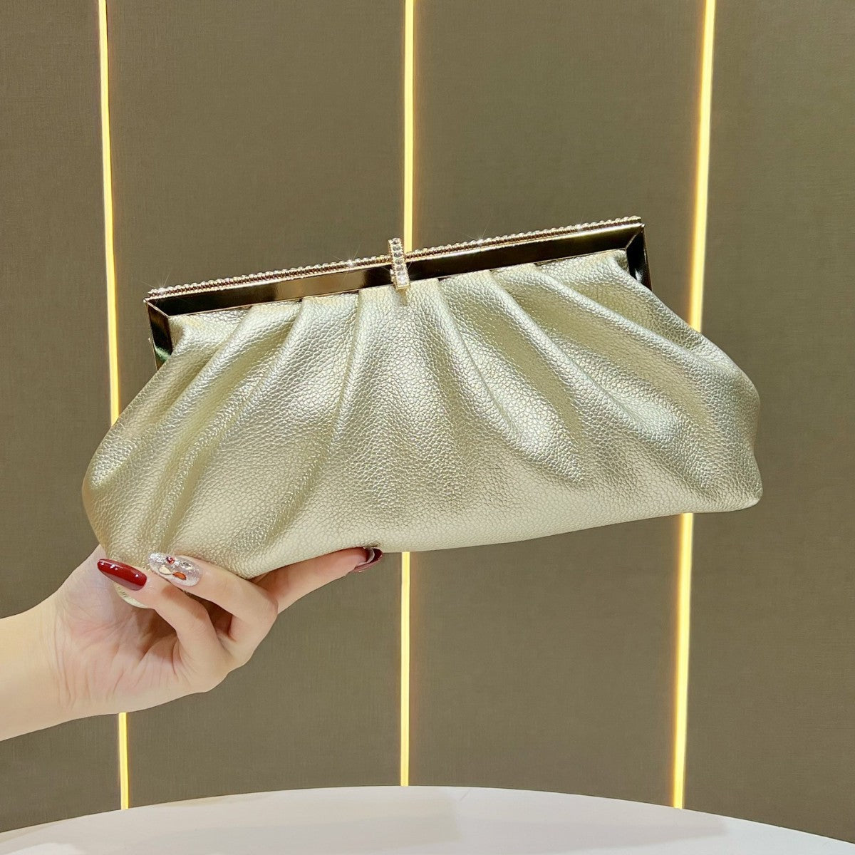 Pleated Textured Evening Clutch — product view 1