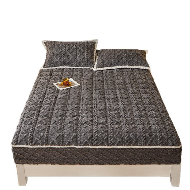 Plush Sherpa Quilted Mattress Topper With Deep-Skirt Non-Slip Fit And Embossed Cable Texture — product view 5
