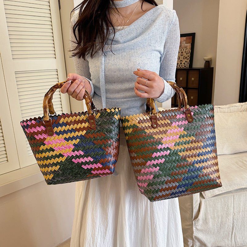 Woven Leather Tote Bag — product view 2