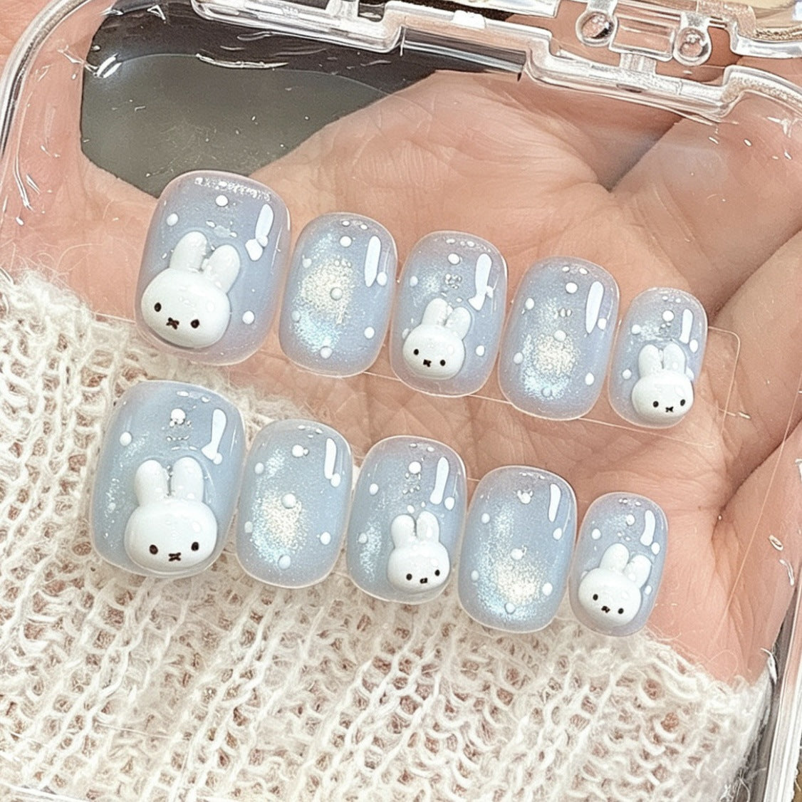 Decorative Press-On Nail Art Set with Whimsical Bunny Design — product view 2