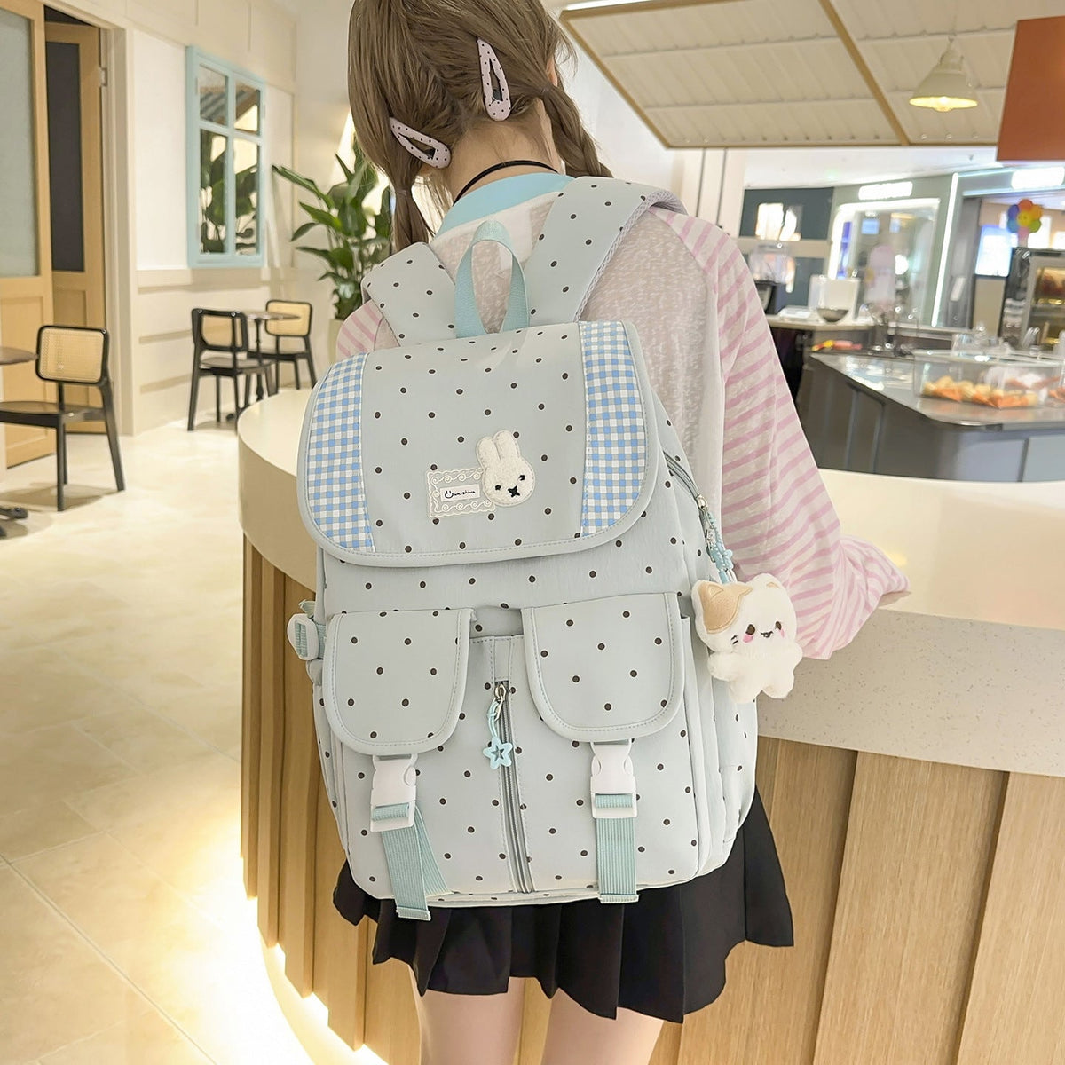 Cute Illustrated Polka Dot Backpack LoungeYard — product view 1