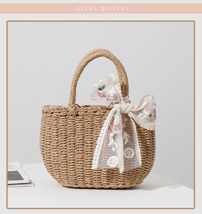 Elegant Bast bag with Floral Bow Detail LoungeYard — product view 6