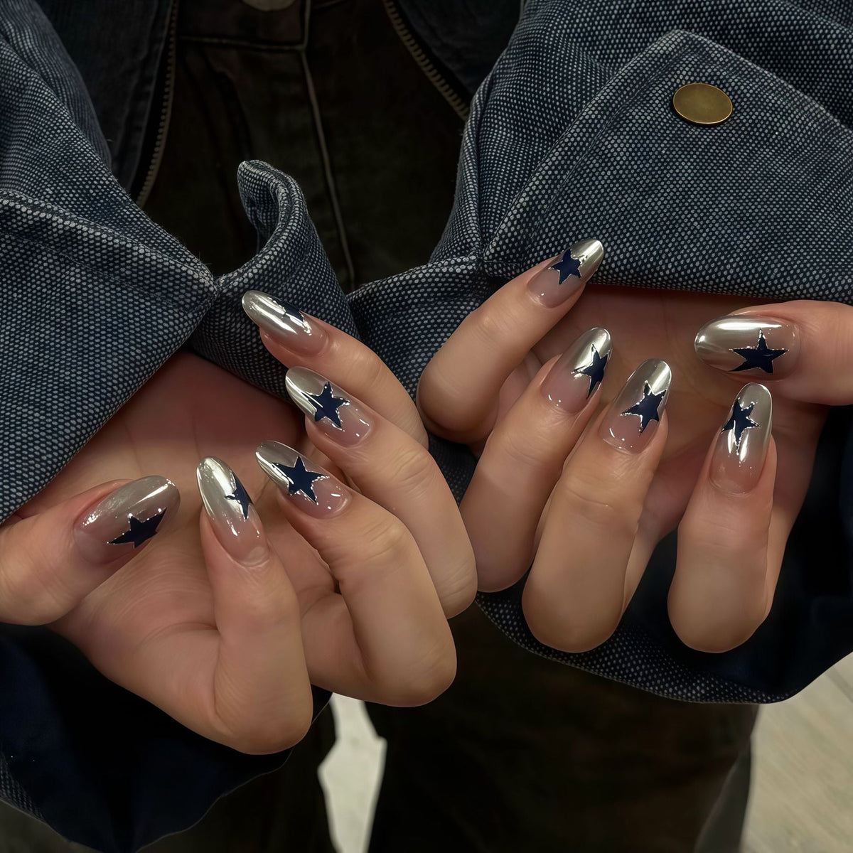 Elegant Star-Pattern Press-On Nail Art — product view 1