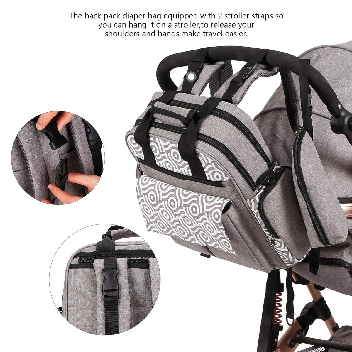 Multifunctional Diaper Bag with Insulated Compartments LoungeYard — product view 4