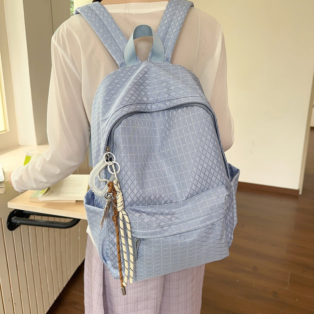 Casual Checkered Backpack LoungeYard — product view 1