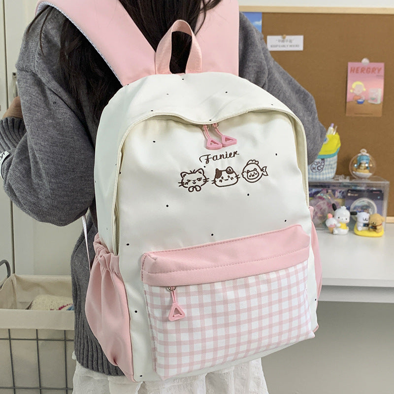 Cute Animal Embroidered Backpack LoungeYard — product view 3