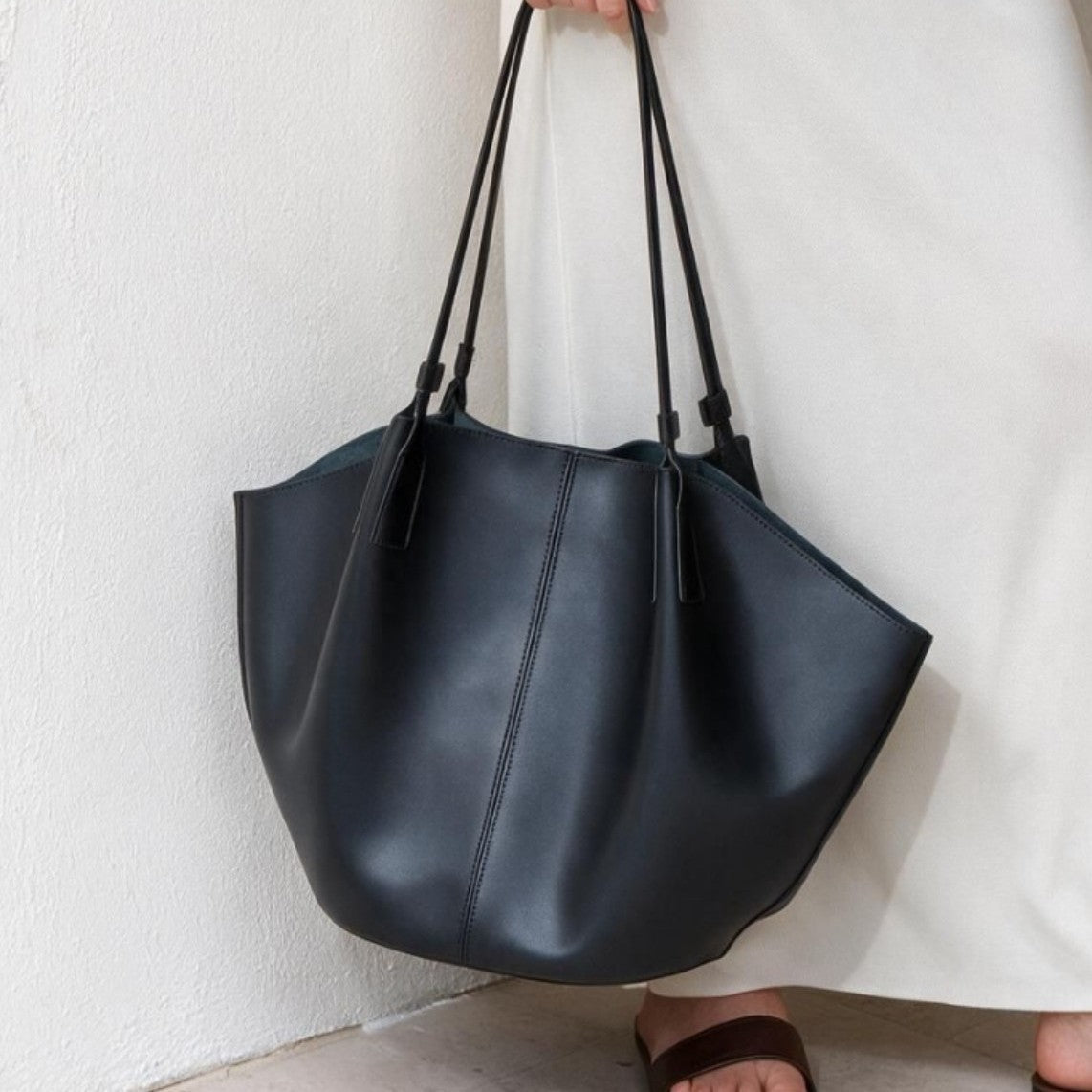 Slouchy Sculptural Open-Top Shoulder Tote with Center Seam — product view 3