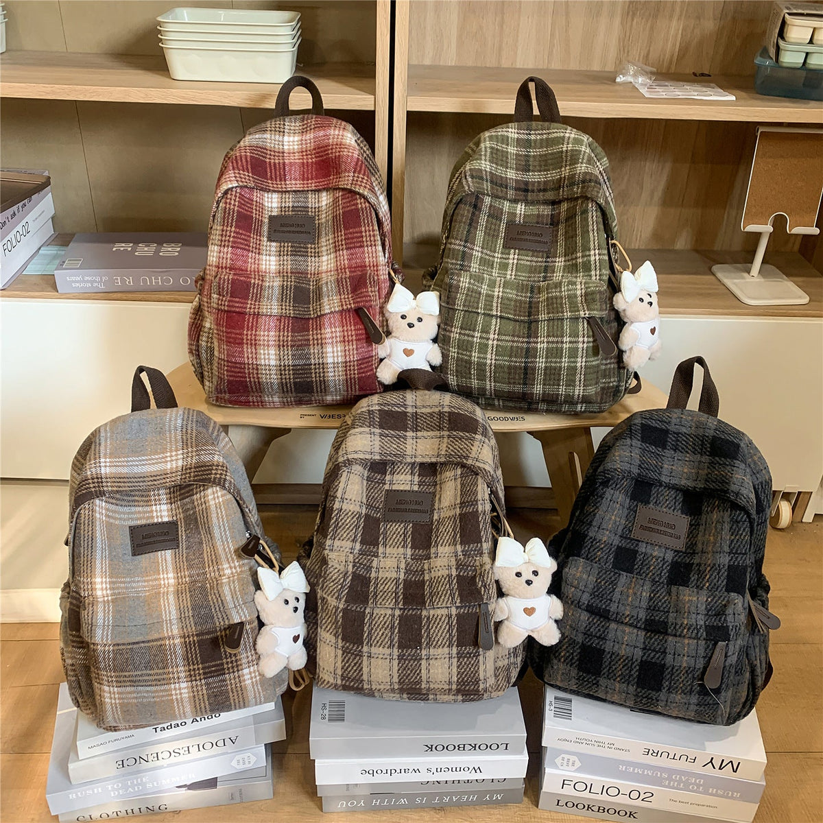 Cozy Plaid Backpack LoungeYard — product view 4