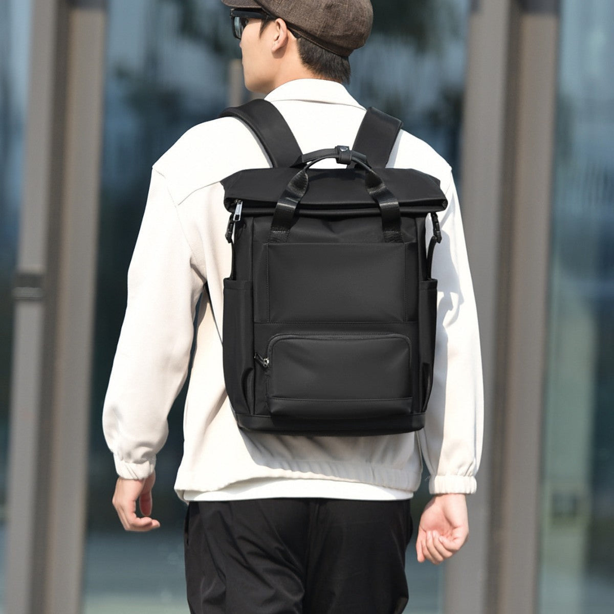 Durable Waterproof Roll-Top Backpack LoungeYard — product view 4