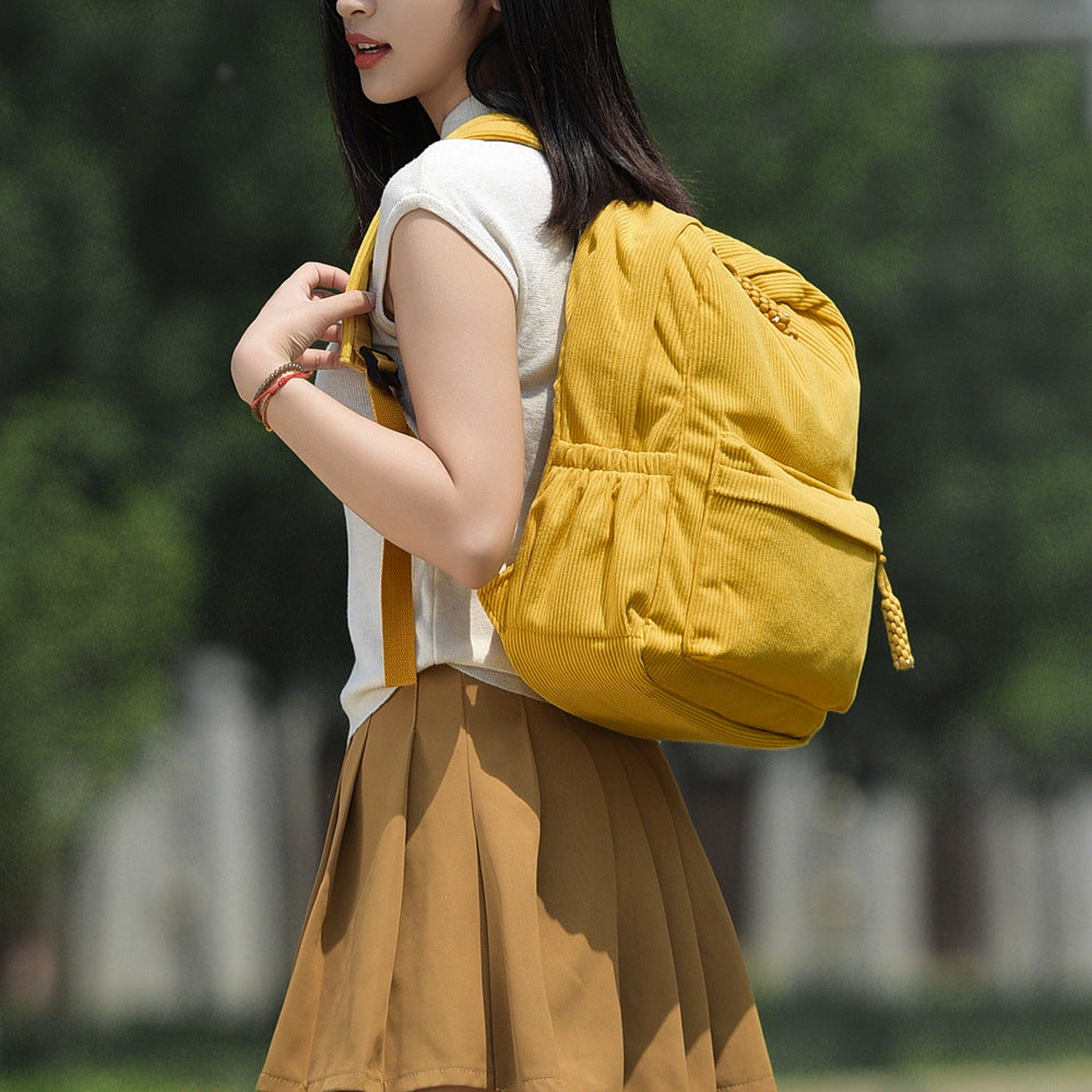 Casual Corduroy Backpack LoungeYard — product view 3