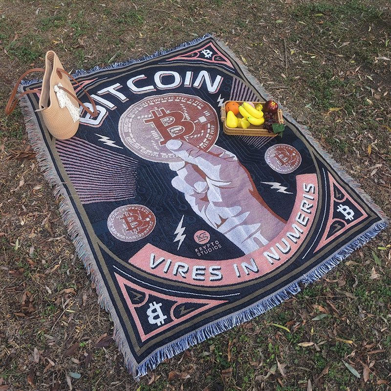 Bitcoin-Themed Tapestry Blanket — product view 3