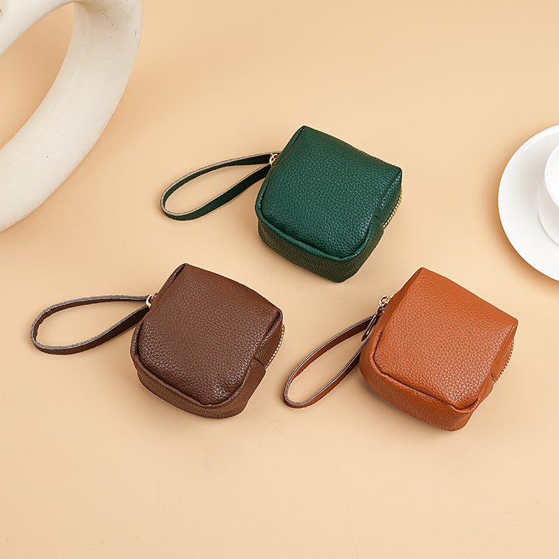 Compact Textured Leather Coin Pouch — product view 3