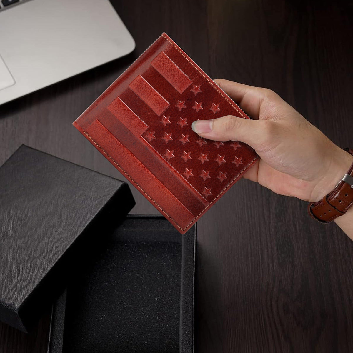 Vintage Embossed Leather Wallet LoungeYard — product view 3