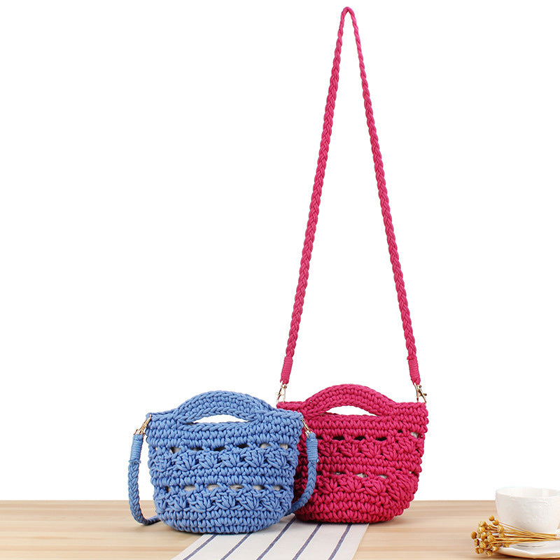 Playful macrame shoulder bag with braided handle LoungeYard — product view 2