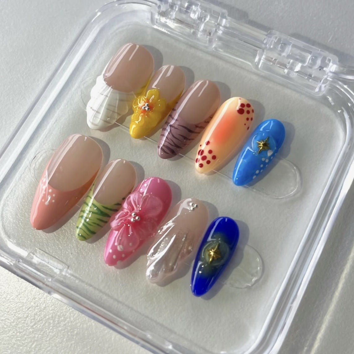 Artistic Press-On Nail Set with Vibrant Designs — product view 1