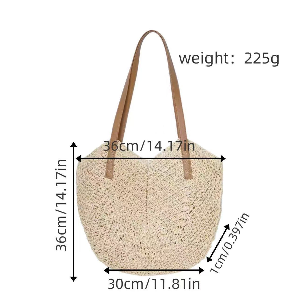 Beach bag with fashionable woven pattern and robust leather straps LoungeYard — product view 6