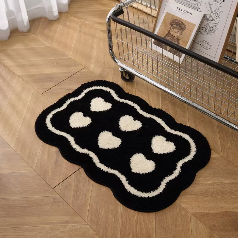 Heart-Shaped Decorative Plush Bath Mat Bowlift — product view 2