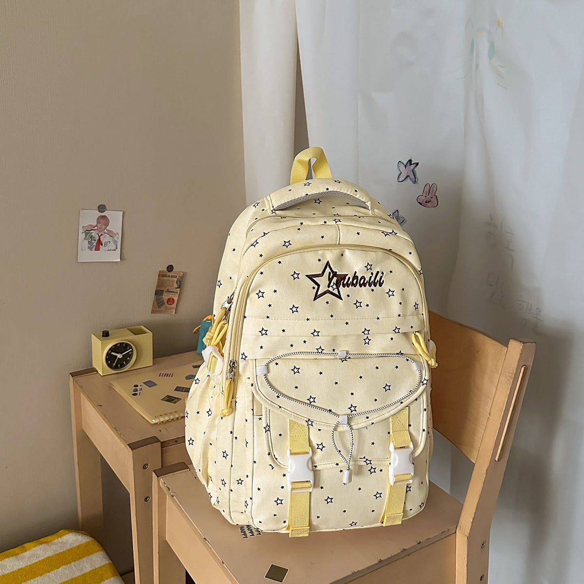 Star-Embellished Casual School Backpack LoungeYard — product view 6