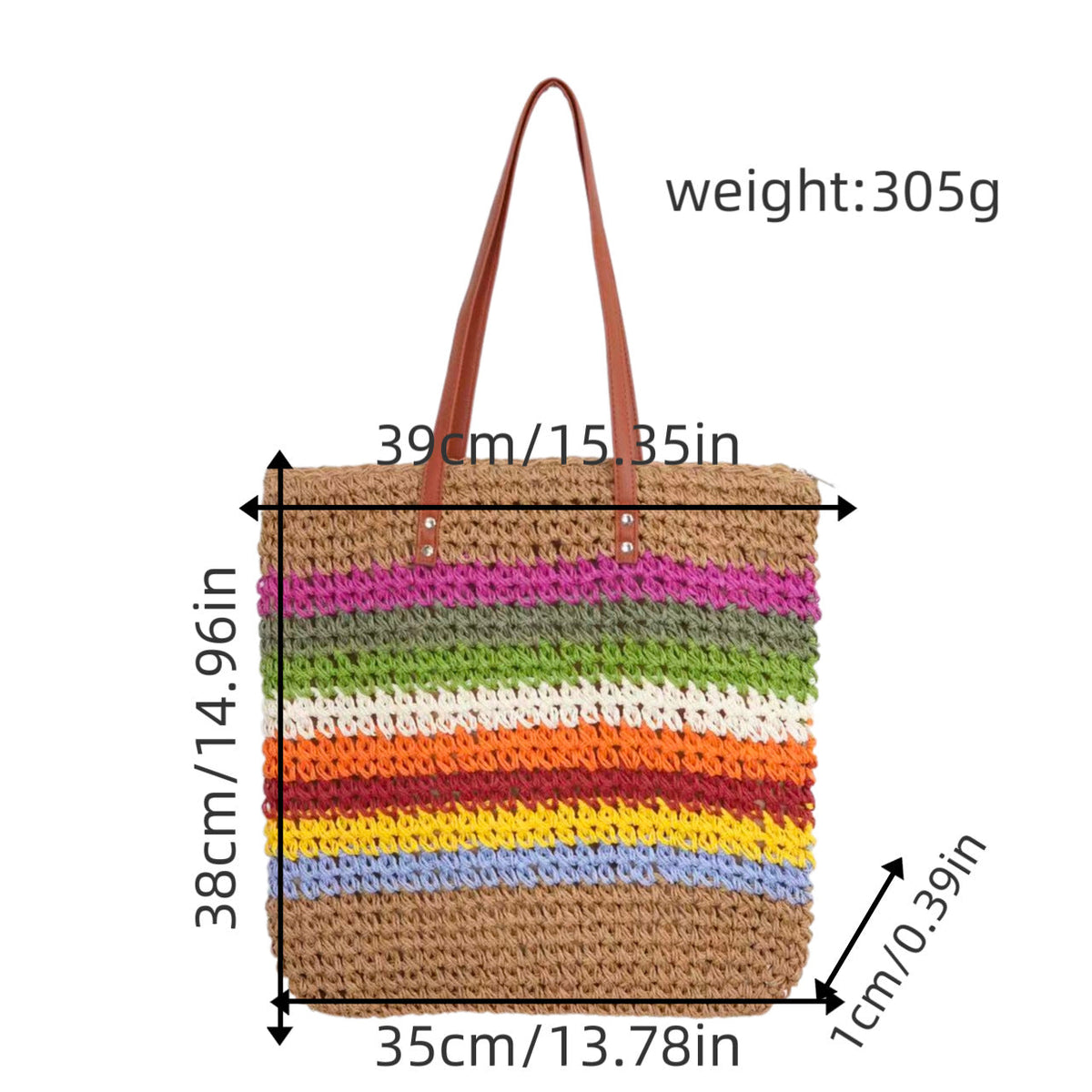 Braided tote bag with colorful gradient LoungeYard — product view 6
