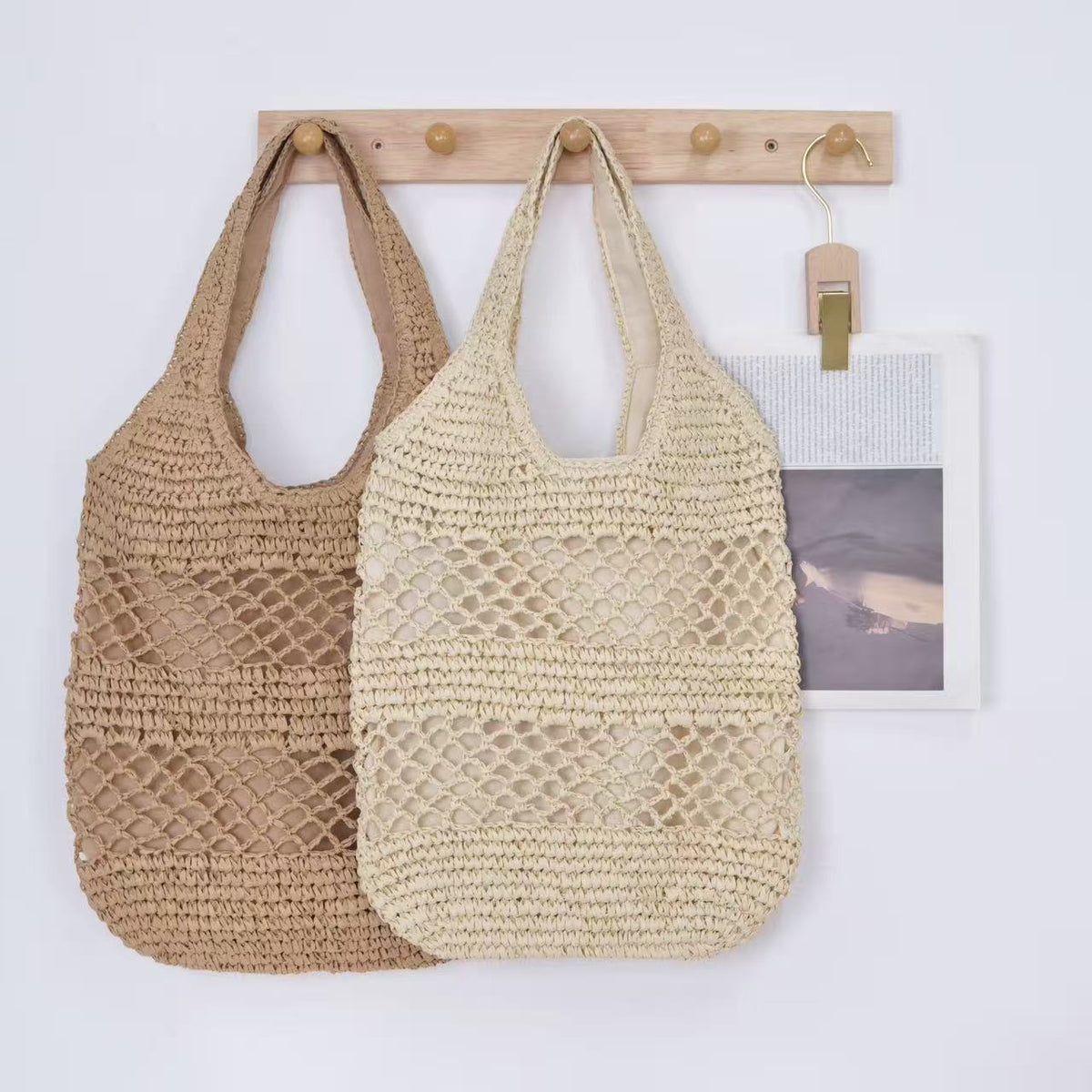 Handbag made of braided natural material with tassel details LoungeYard — product view 3