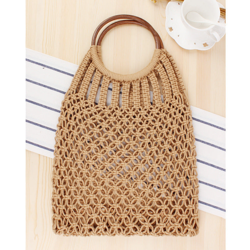 Tote bag with braided net design and practical inner bag LoungeYard — product view 5