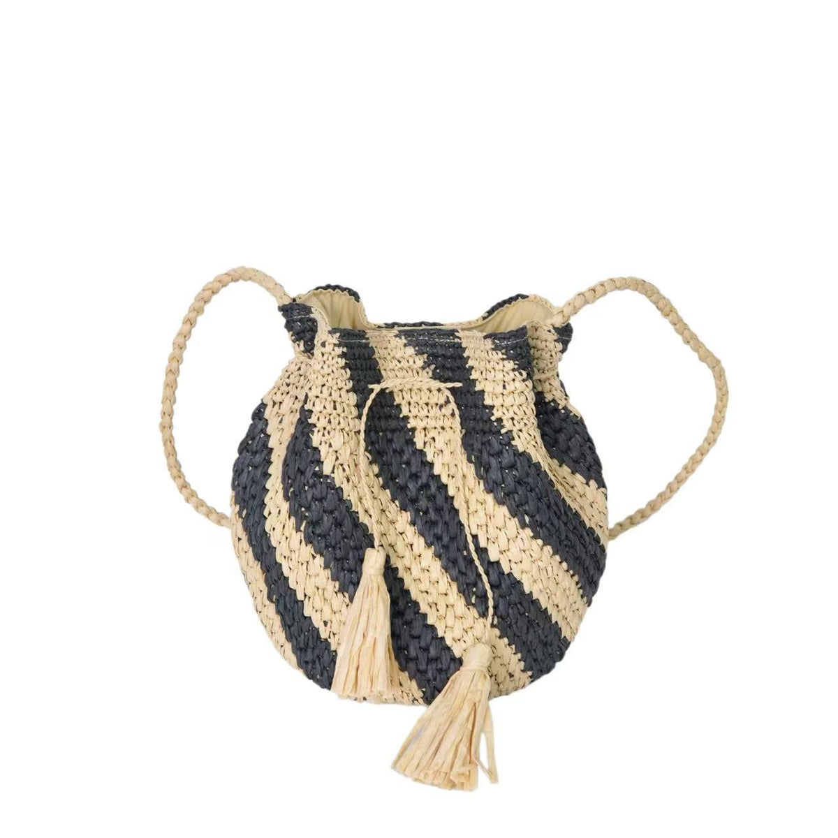 Braided Tote Bag with Tassels and Striped Design LoungeYard — product view 4