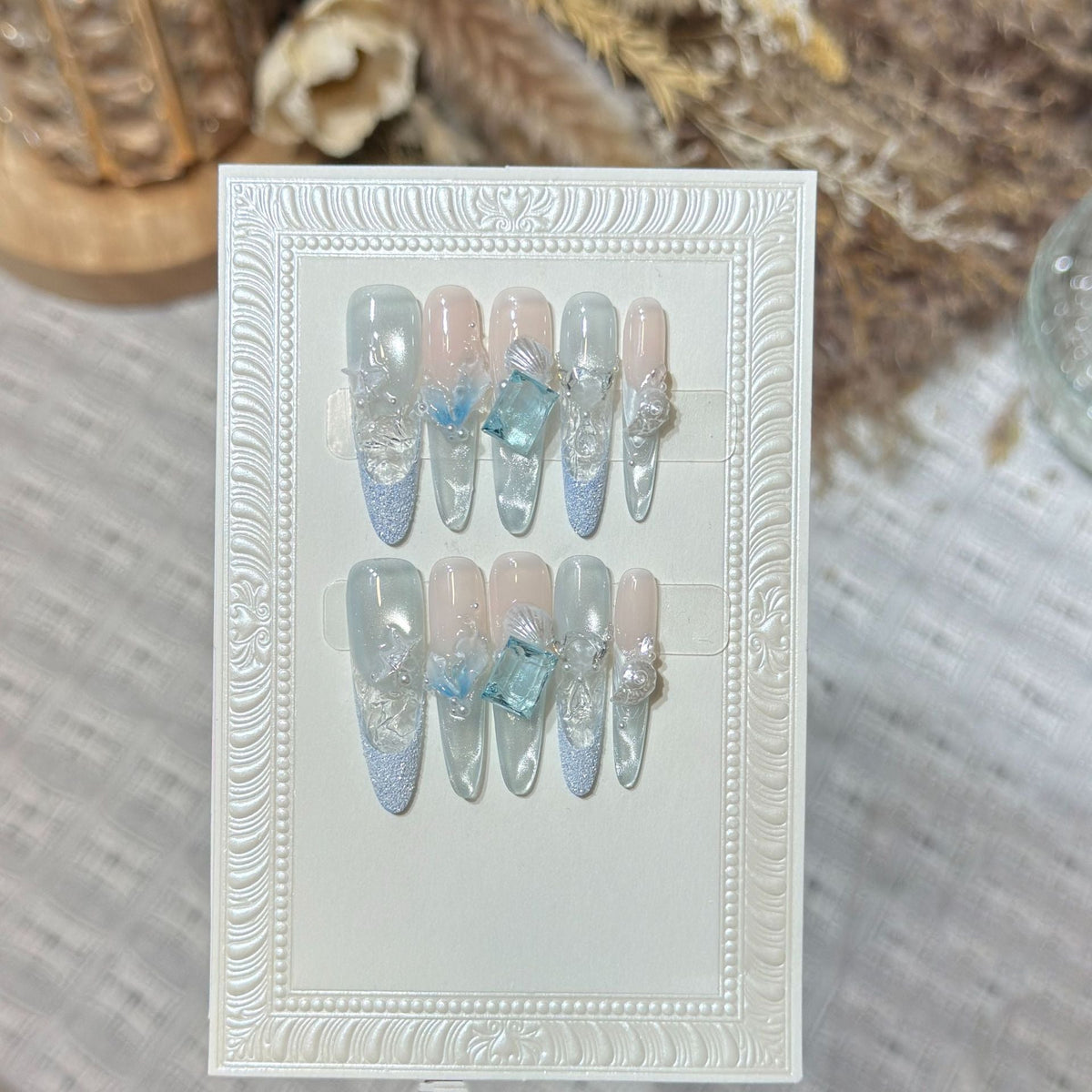 Elegant Press-On Nail Set with Decorative Embellishments — product view 3